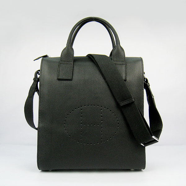 Fake Hermes Togo Leather Handbag Black 8076